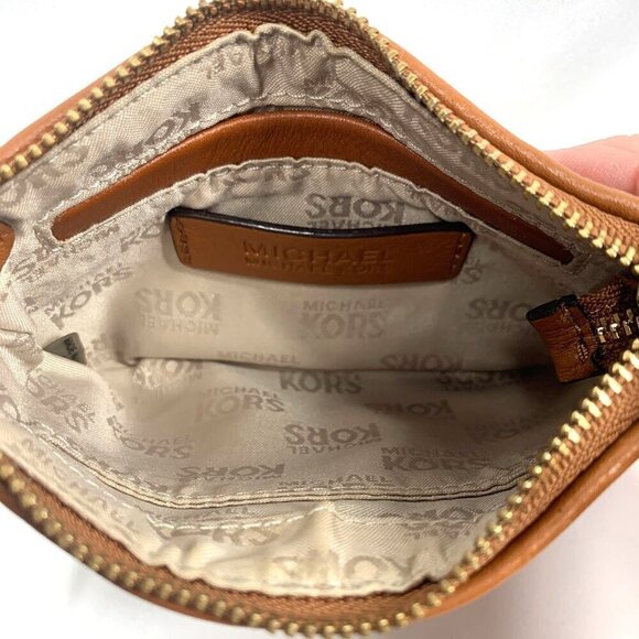 Michael Michael Kors Jet Set Wristlet Wallet Brown Canvas Leather Trim 6"x4" - Picture 11 of 15